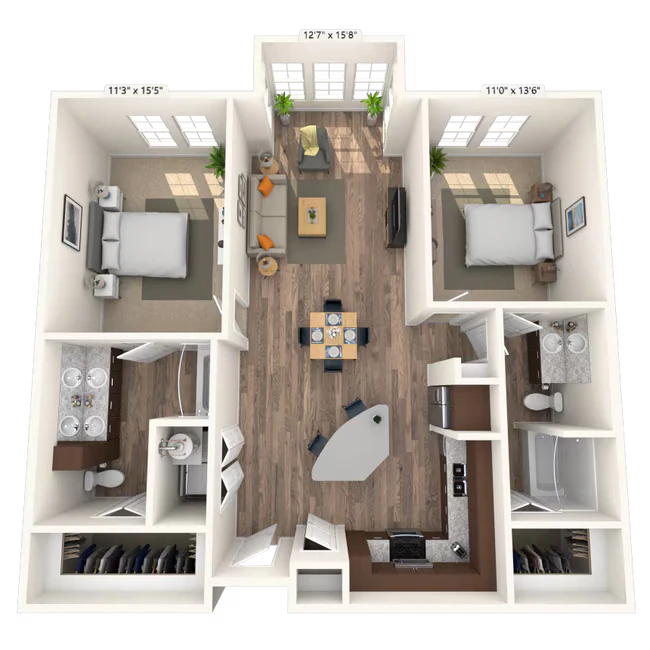 Traditional 2x2 1054-1184 SF 322 floor plan